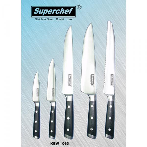 SET DI COLTELLI DA CUCINA 5 PEZZI | MANICO A TRIPLO RIVETTO IN MICARTA