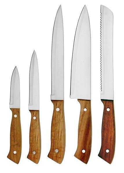 5-pc Kitchen Knife Set | Acacia Wood Handle